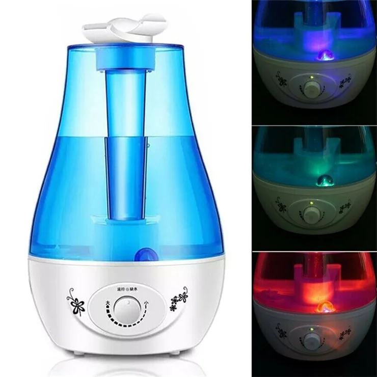 3L Double Nozzle Air Ultrasonic Humidifier Diffuser with Led Night Light - EU Plug