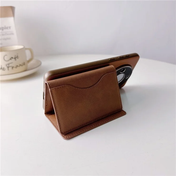 Magnetic Card Holder Compatible with MagSafe Trifold Kickstand PU Leather Card Phone Wallet - Green