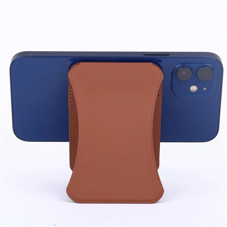 Magnetic Card Holder Compatible with MagSafe Kickstand Leather Phone Cards Sleeves - Brown