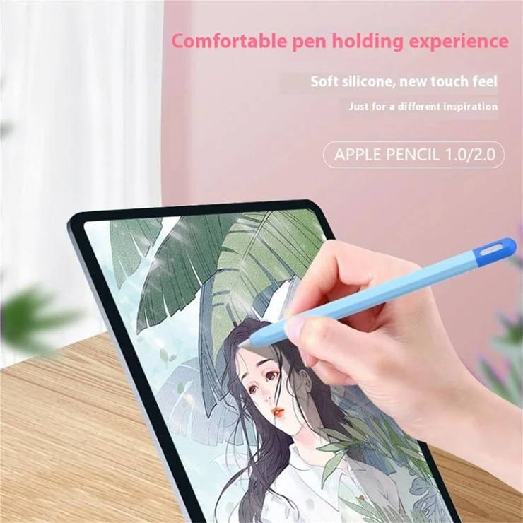For Apple Pencil (2nd Generation) / (1st Generation) Silicone Sleeve Case Two-Tone Design Protective Stylus Cover - White