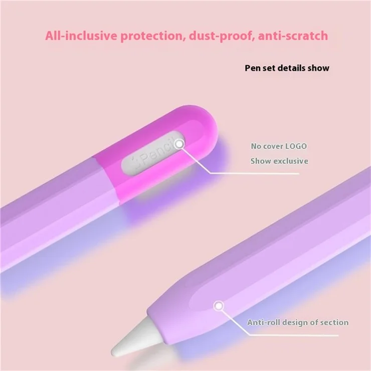 For Apple Pencil (2nd Generation) / (1st Generation) Silicone Sleeve Case Two-Tone Design Protective Stylus Cover - Black