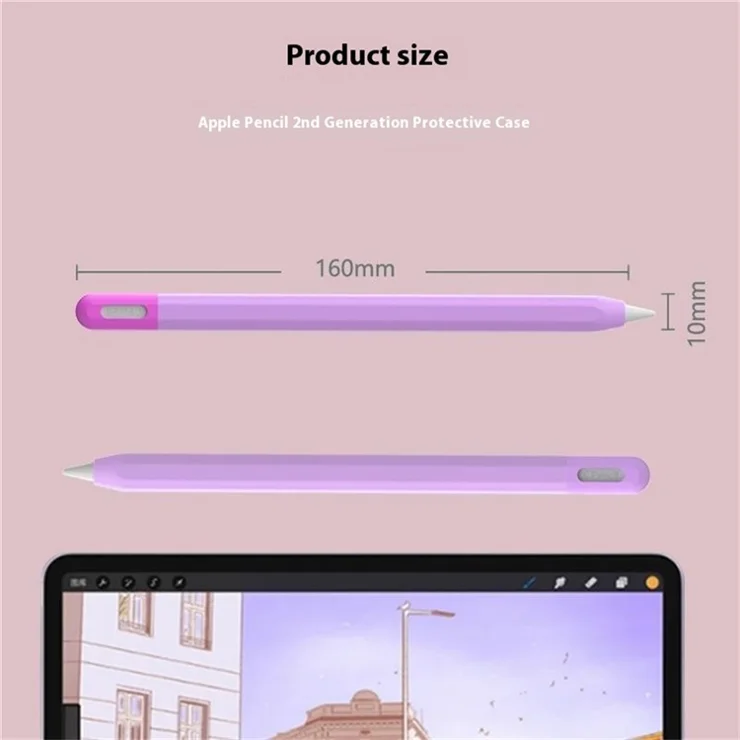 For Apple Pencil (2nd Generation) / (1st Generation) Silicone Sleeve Case Two-Tone Design Protective Stylus Cover - Black