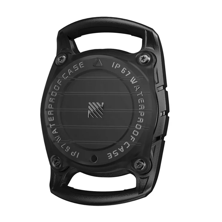 For AirTag Locator Waterproof Protective Case TPU + PC Portable Wireless Tracker Shockproof Cover - Black