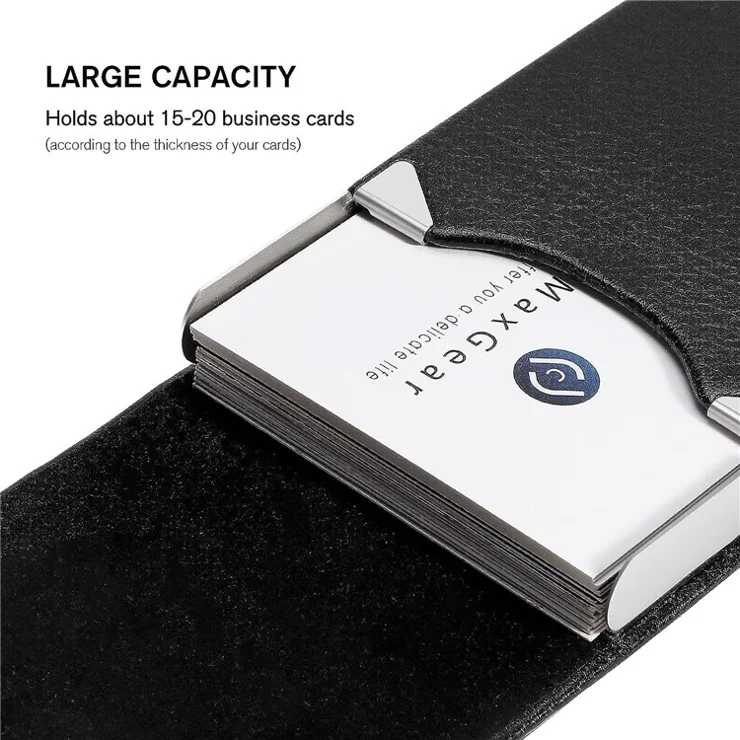 PU Leather Business Card Holder Magnetic Closure Full Cover Case for Office / Professional Use - Red