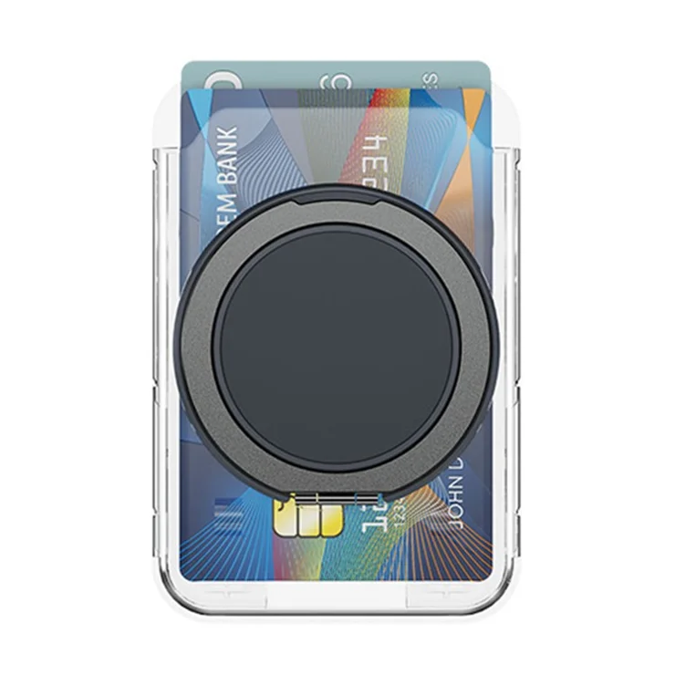 Clear Magnetic Phone Card Holder Kickstand Multi Angle Adjustable Metal PC Sliding Design Card Holder - Grey