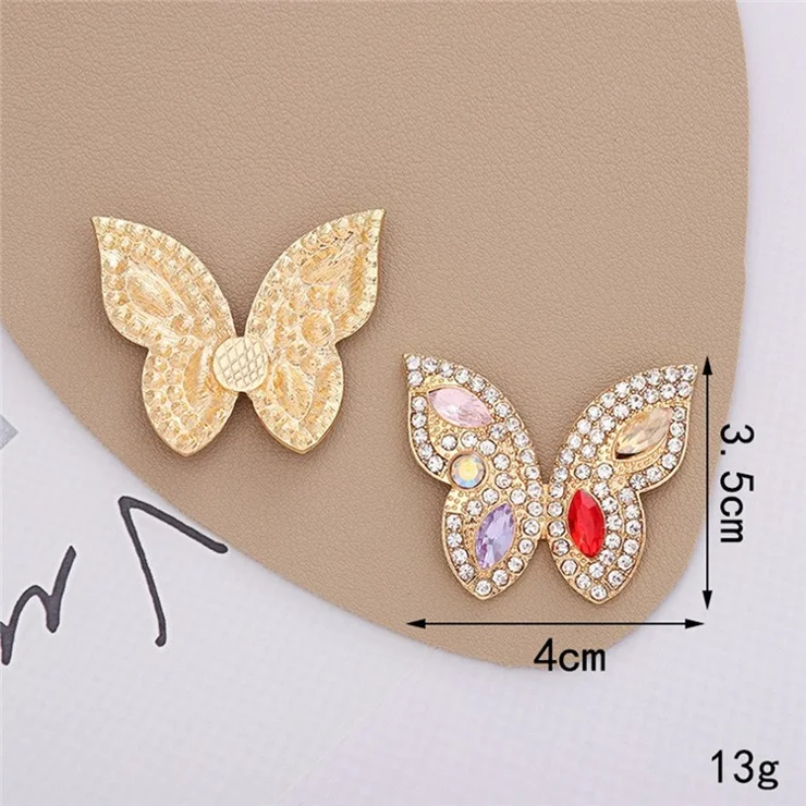 DIY Phone Case Charms Alloy Rhinestones Pearl Butterfly Decor Accessories - Gold / Pink