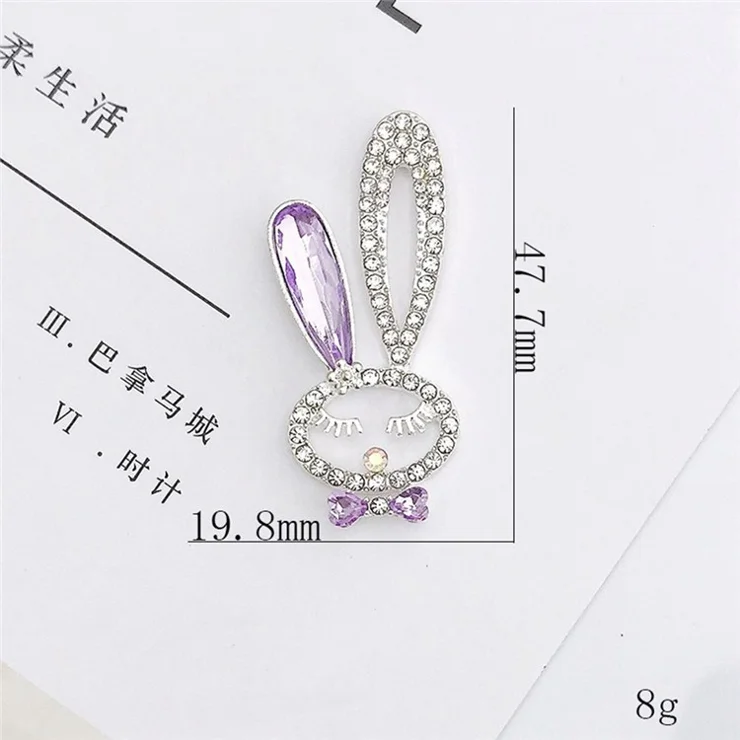 Zinc Alloy Rhinestone Rabbit Decor DIY Phone Case Charms Handmade Crafts Accessories - Purple