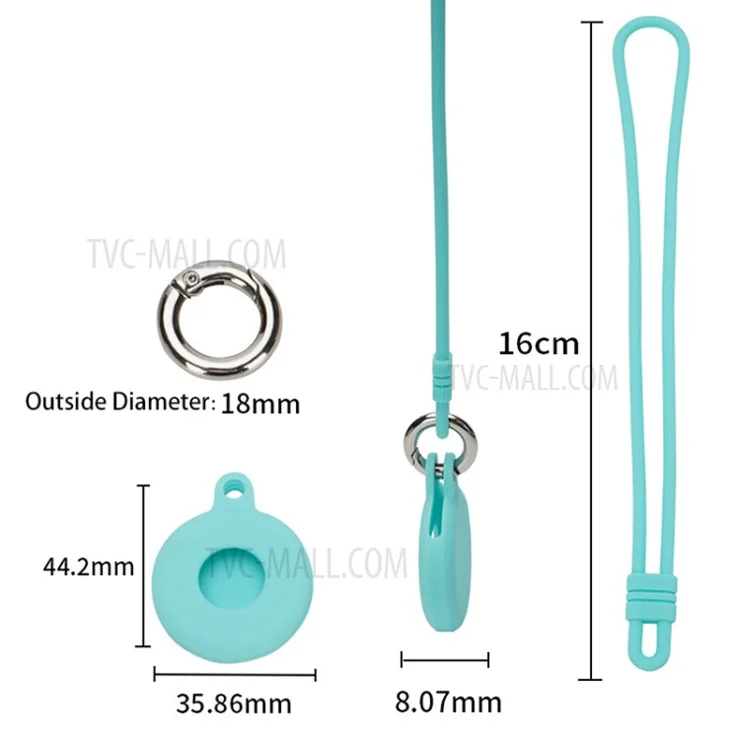 Round Silicone Anti-lost Protective Case Cover with Buckle Rope for Apple AirTag Bluetooth-compatible Locator - Blackish Green