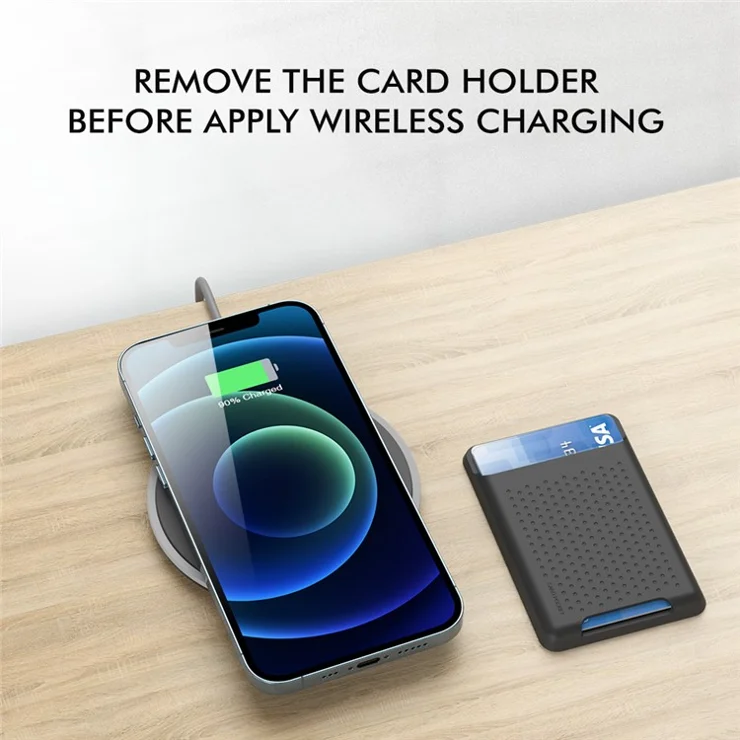 AHASTYLE PT133 Compatible with MagSafe Magnetic Phone Card Holder Wallet Card Storage Pouch for Back of Cell Phone - Black