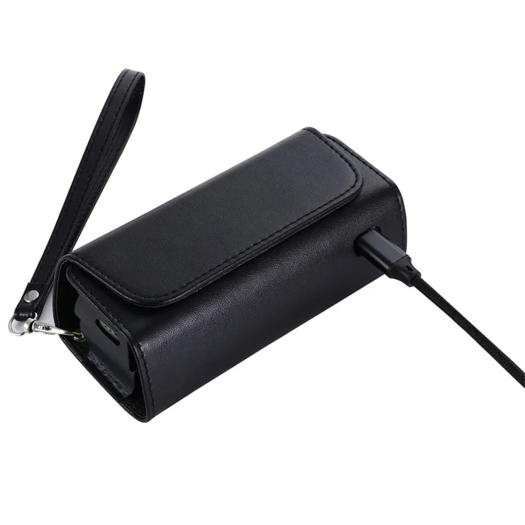Microfiber Leather Storage Bag for IQOS ILUMA , Portable Cigarette Carrying Case with Strap - Black