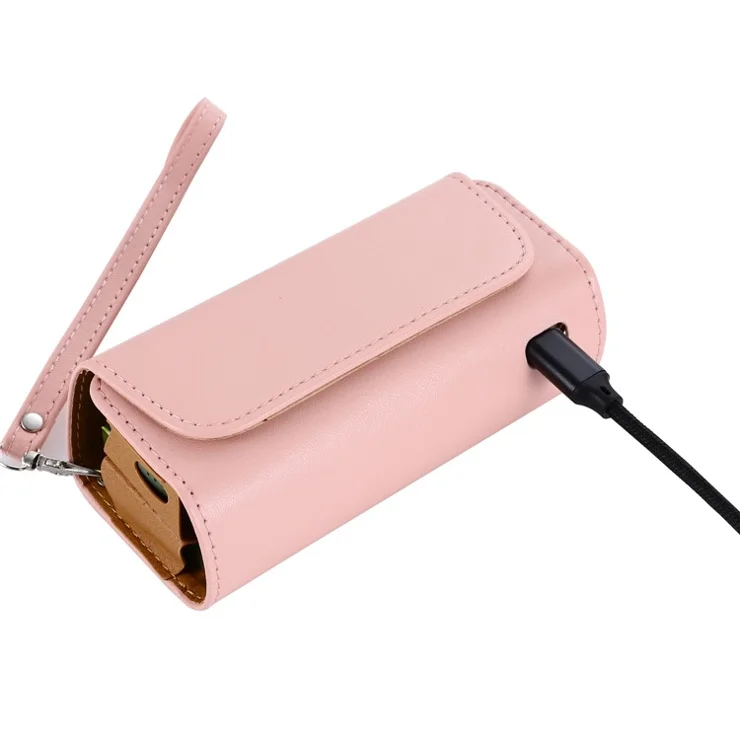 Microfiber Leather Storage Bag for IQOS ILUMA , Portable Cigarette Carrying Case with Strap - Pink