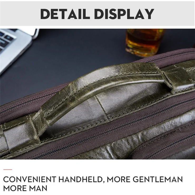 BULLCAPTAIN 036 Men Single Shoulder Crossbody Bag Retro Top Layer Cowhide Messenger Bag - Brown