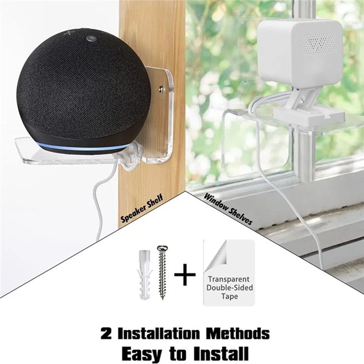 YX006 3Pcs / Set Clear Acrylic Floating Wall Shelves Hangers for Security Cameras, Baby Monitors, Speakers
