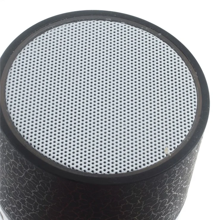 Crack Pattern A9 Stereo Bluetooth-compatible Hands-free Speaker with LED Lights Support TF Card - Black