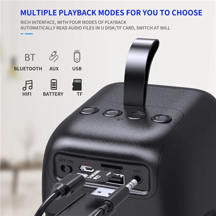 HXSJ Q8 Portable Bluetooth-compatible Speaker 10W Bass Sound TWS Wireless Speaker with Mic