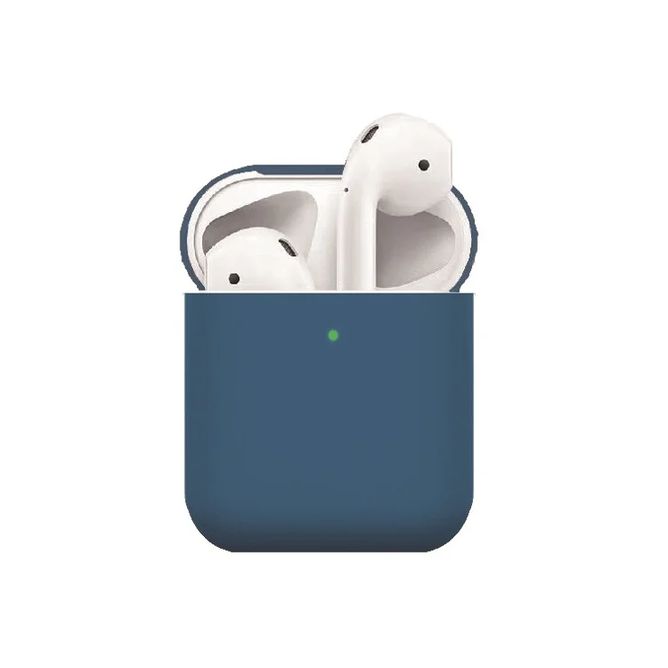 Matte Texture Silicone AirPods Case for Apple AirPods with Wireless Charging Case (2019) / AirPods with Charging Case (2019) (2016) - Midnight Blue