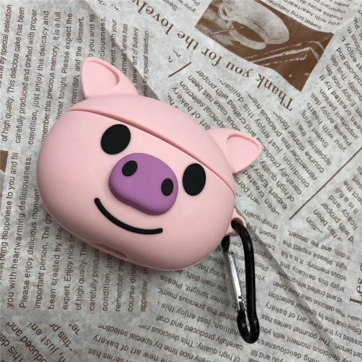 Cartoon Shape Silicone Earphones Case for Apple Airpods Pro - Pink Pig