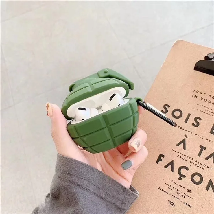 Cartoon Shape Silicone Earphones Case for Apple Airpods Pro - Grenade