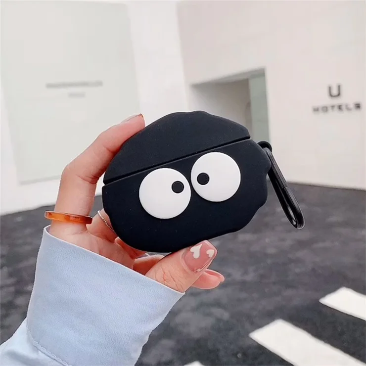Cute Cartoon Design Soft Silicone Bluetooth-compatible Earphone Protective Case Cover for Beats Studio Buds - Black Coal Ball