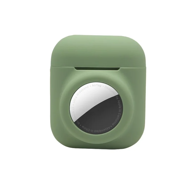 2-in-1 Silicone Protective Cover Case for Apple AirPods with Charging Case (2016)/(2019) / AirPods with Wireless Charging Case (2019) + AirTag - Matcha Green