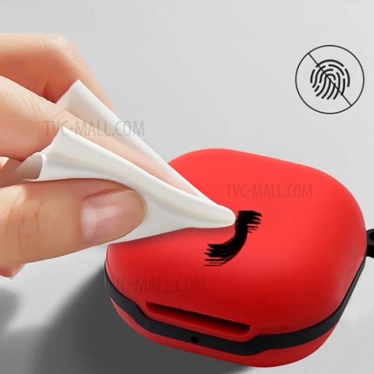 Soft Silicone Wireless Bluetooth-compatible Earphones Case Protective Sleeve with Anti-Lost Buckle for Samsung Galaxy Buds Live - White