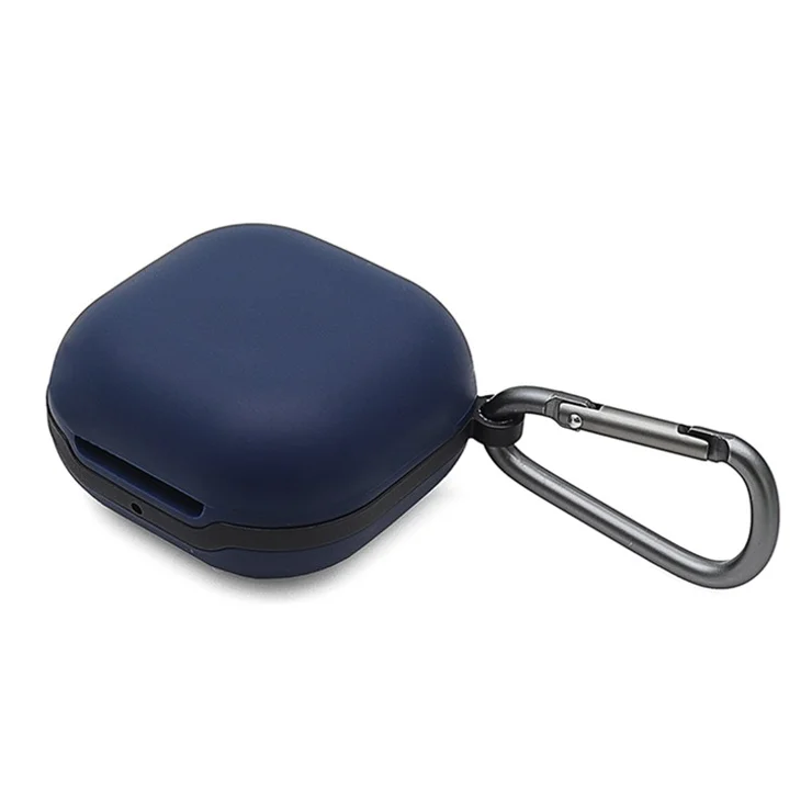 Soft Silicone Wireless Bluetooth-compatible Earphones Case Shock-Resistant Protective Cover with Anti-Lost Buckle for Samsung Galaxy Buds Pro - Midnight Blue