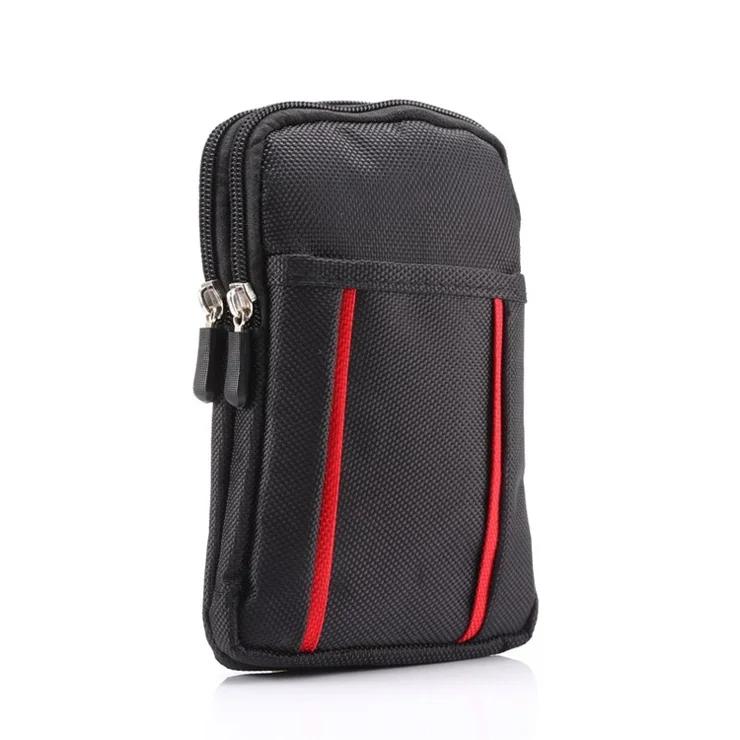 6.3 inch Mobile Phone Bag Sports Climbing Waist Hanging Pouch for iPhone 12 Pro Max/Samsung M21s/ Huawei nova 8 SE etc, Size: 17.5 x 11 x 2cm - Black / Red