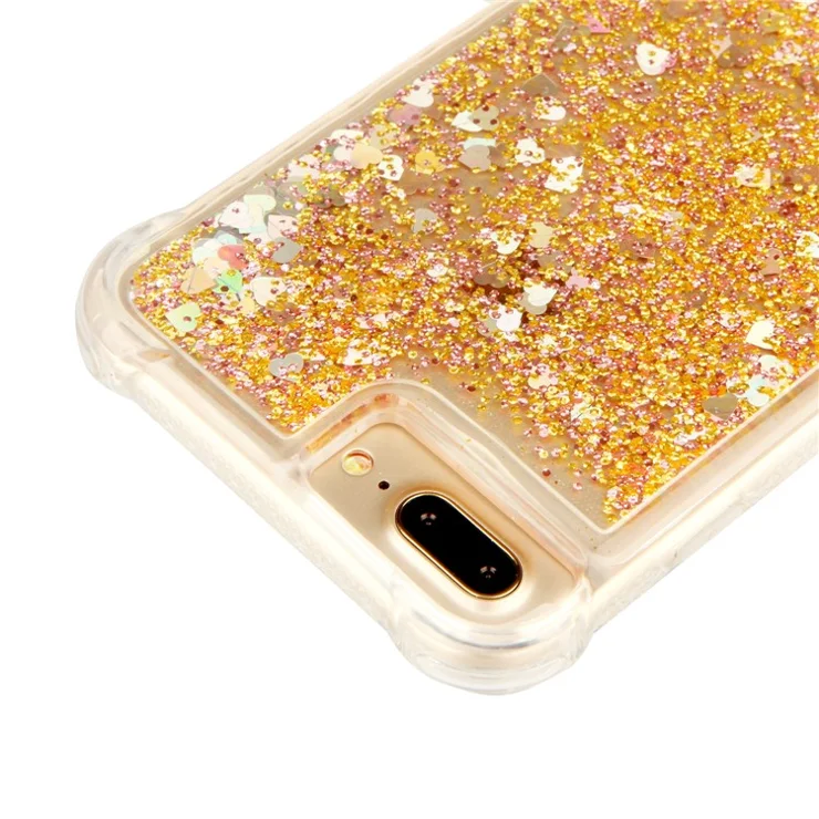 Drop-proof Moving Glitter Sequins Dynamic Liquid Quicksand TPU Phone Cover for iPhone 8 Plus/7 Plus/6s Plus/6 Plus - Gold