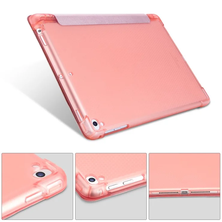 Leather Case for iPad 9.7-inch (2018) / (2017) / iPad Air 2 / Air (2013) Tri-Fold Stand Auto Sleep / Wake Cover with Pencil Holder - Red