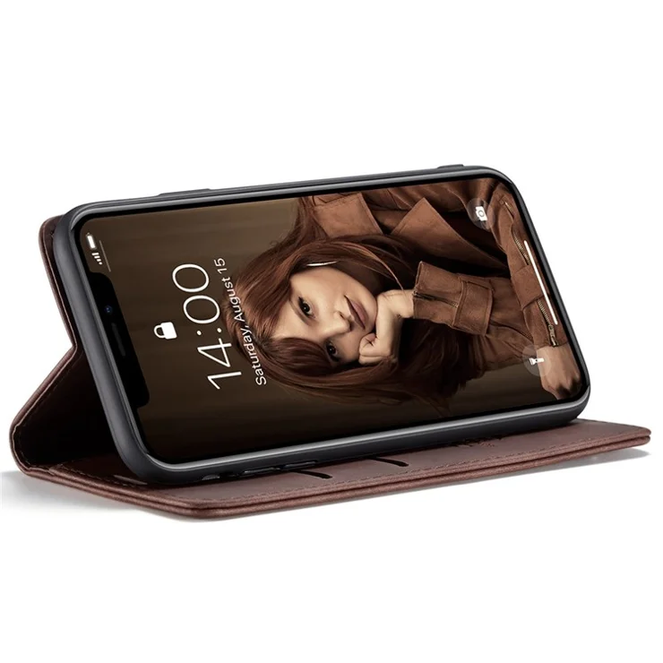 CASEME 013 Series PU Leather Magnetic Wallet Cover for iPhone XR 6.1 inch - Coffee