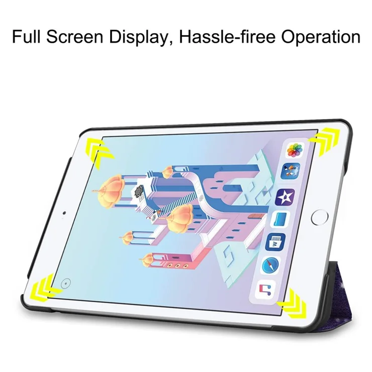 Dustproof Pattern Printing Tri-fold Stand PU Leather Smart Tablet Case for iPad mini (2019) - Galaxy Pattern