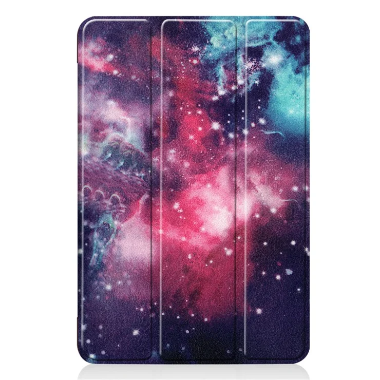 Dustproof Pattern Printing Tri-fold Stand PU Leather Smart Tablet Case for iPad mini (2019) - Galaxy Pattern