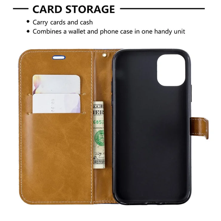 Jean Cloth PU Leather Phone Cover for iPhone 11 6.1 inch (2019) - Baby Blue