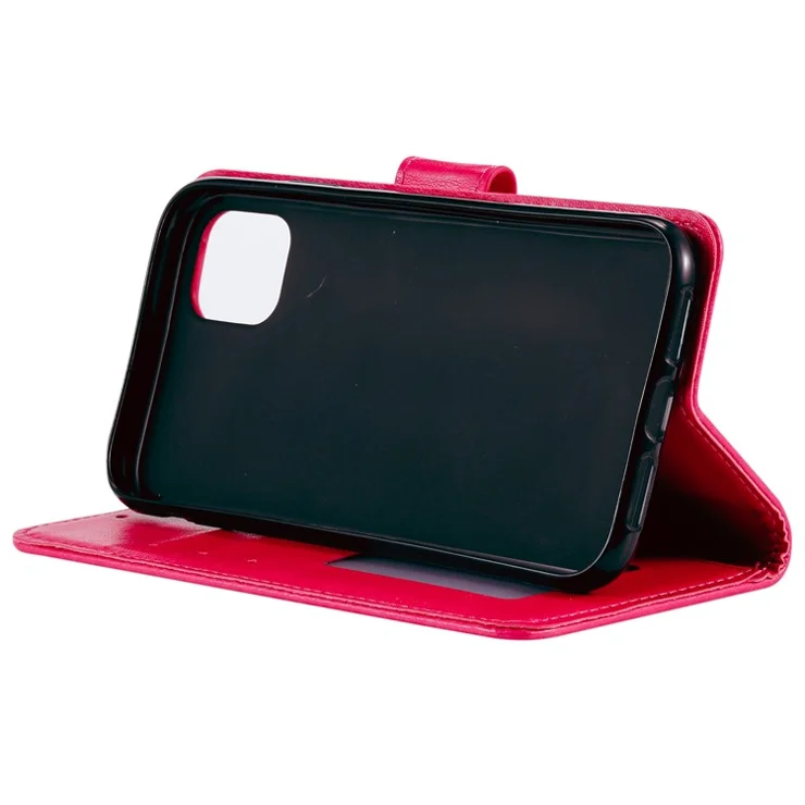 Imprint Flower Leather Wallet Case for iPhone 11 Pro 5.8 inch (2019) - Rose