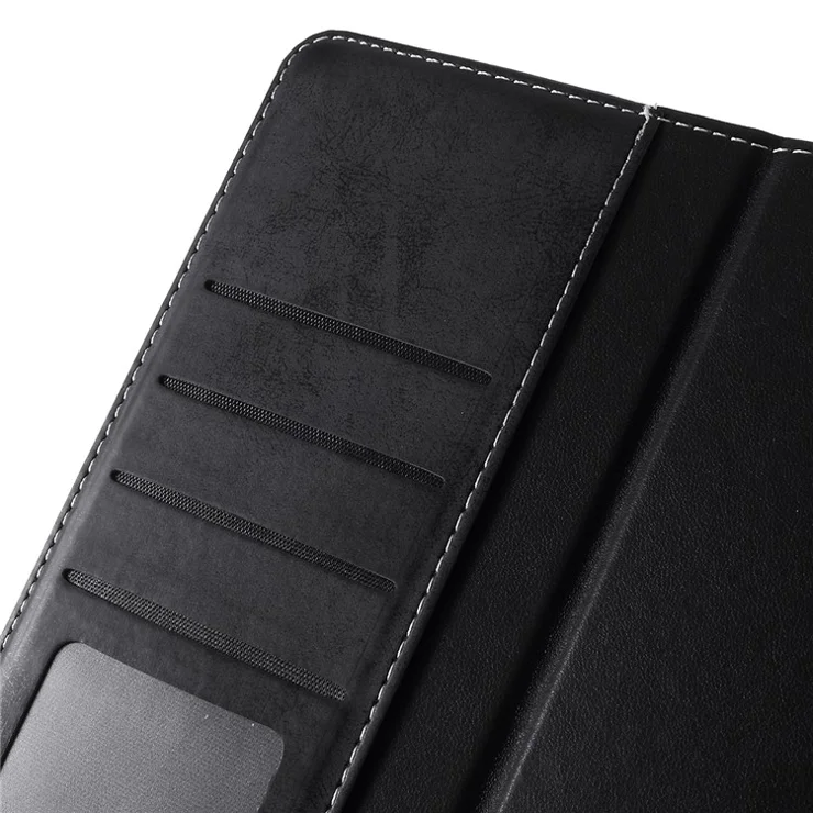 Leather Wallet Stand Pen Slot Shell Tablet Case for iPad mini (2019) 7.9 inch - Dark Grey
