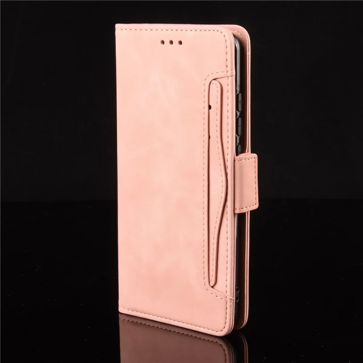 Leather Wallet Stand Phone Cover Case with Multiple Card Slots for iPhone X / XS 5.8 inch - Pink