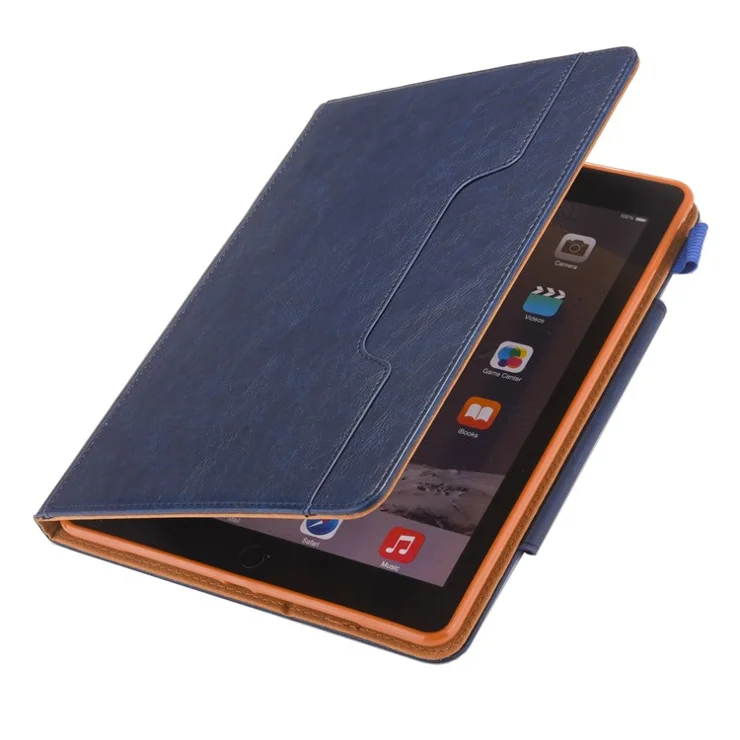 Metal Buckle Wallet Stand Leather Smart Cover with Pen Slot for iPad 10.2 (2021)/(2020)/(2019) - Blue
