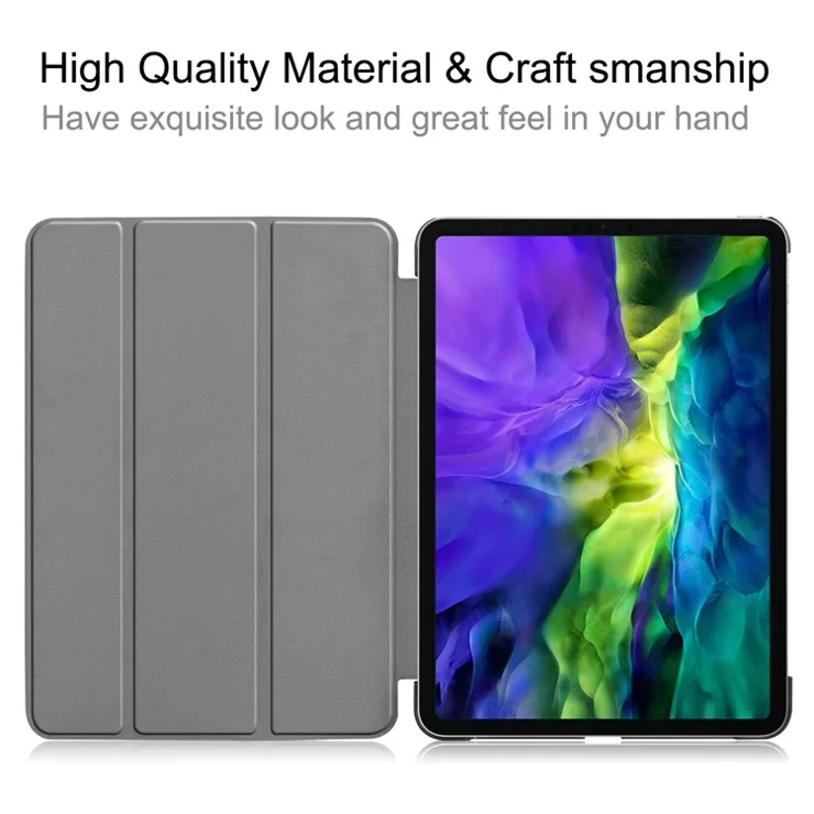 Printing Surface Tri-fold Stand Leather Smart Case for iPad Pro 11-inch (2022) / (2021) / (2020) / (2018) Tablet Cover - Effiel Tower