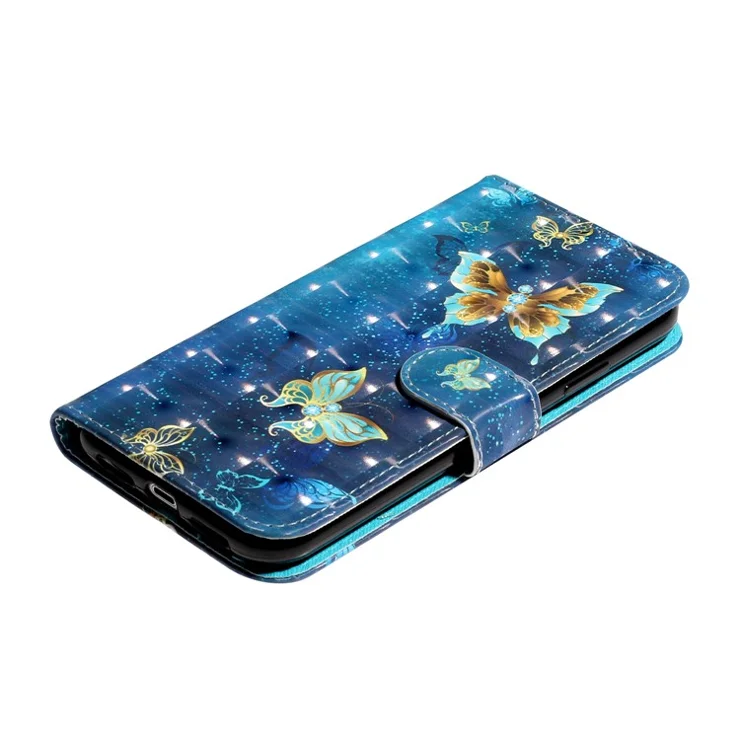 Light Spot Decor Pattern Printing Wallet Stand Leather Phone Case for iPhone X/XS 5.8 inch - Butterfly
