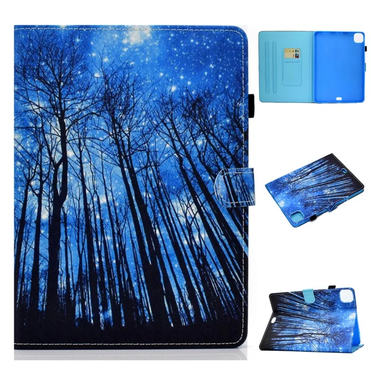 Pattern Printing Leather Card Holder Tablet Shell for iPad Air 11 (2025) / (2024) / Air (2020) (2022) / Pro 11 (2021) - Forest