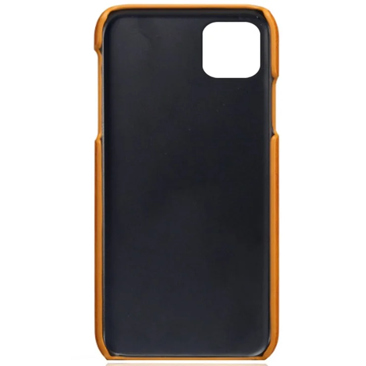 KSQ for iPhone 12 Pro/12 6.1 inch PU Leather Coated Plastic Case, Double Card Slots Design Ultra Slim Protector Shell - Orange