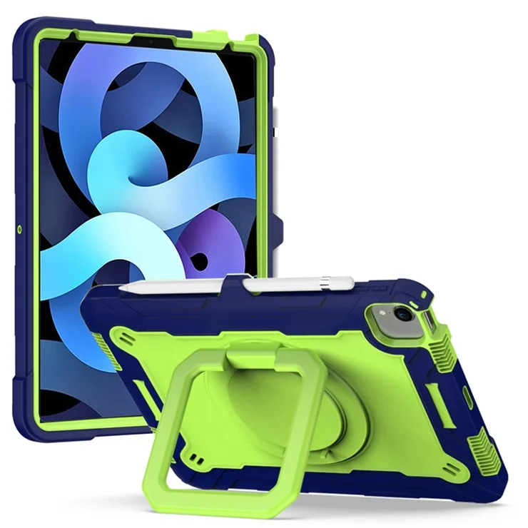 Dual Protection PC and Silicone Tablet Case with Rotating Kickstand Design for iPad Pro 11-inch (2021)(2020)(2022) / Air (2020) / Air (2022) - Navy Blue / Olivine