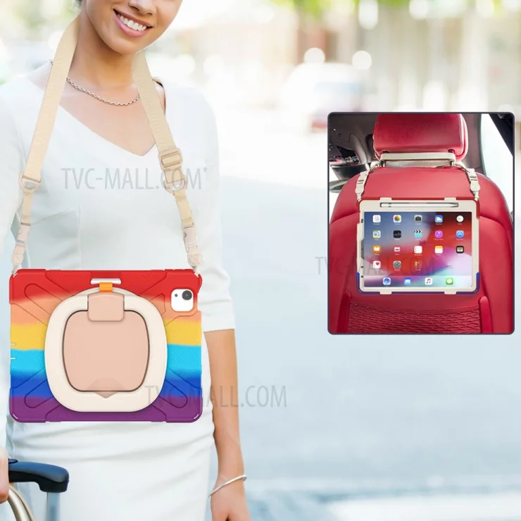 PC + Silicone Case with Strap for iPad Air 11 (2025) / (2024) / Air (2020) / (2022) / Pro 11 (2022) / 2021) / (2020) / (2018) - Colorful / Red
