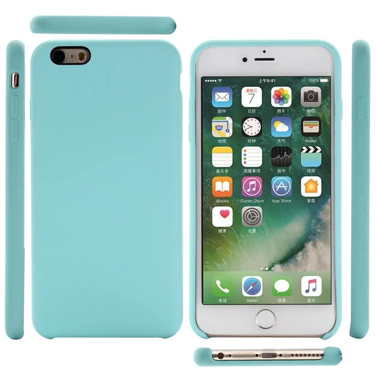 Liquid Silicone Wrapped Edge Phone Shell Case for iPhone 6 Plus / iPhone 6s Plus - Blue