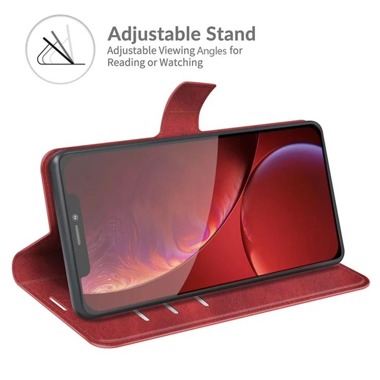 PU Leather Phone Case for iPhone 13 Pro 6.1 inch TPU + PU Leather Folio Flip Wallet Stand Magnetic Buckle Design - Red