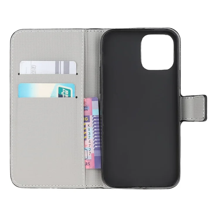 Stand Flip Pattern Printing Design Soft PU Leather Magnetic Closure Wallet Case for iPhone 13 mini 5.4 inch - Plum Blossom