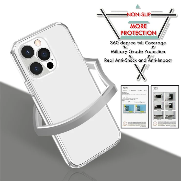 Transparent Anti-impact PC+TPU Phone Back Case for iPhone 13 Pro Max 6.7 inch - Pink
