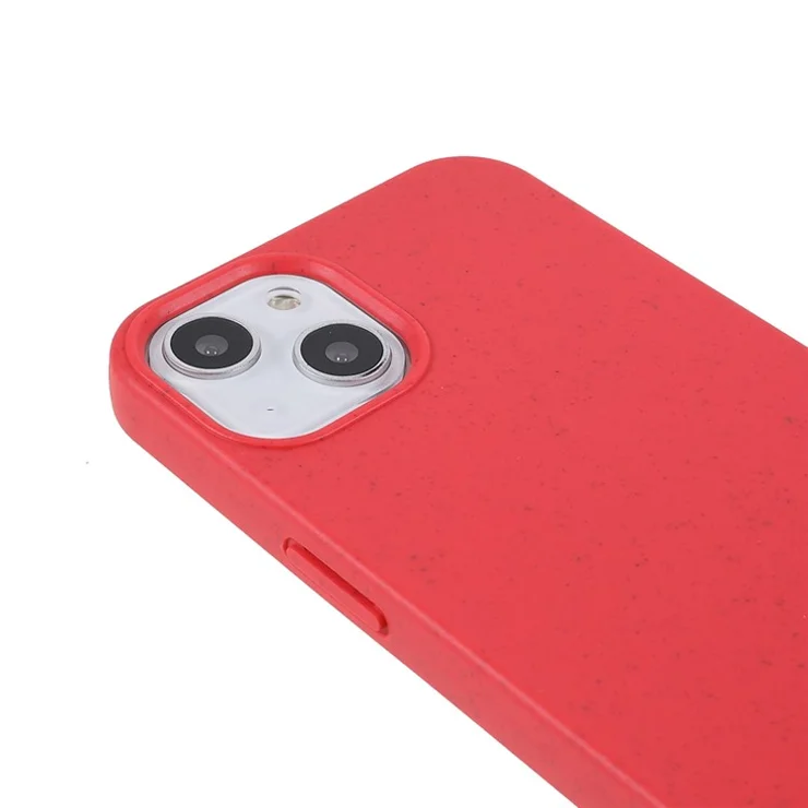 For iPhone 13 6.1 inch Starry Sky Series Eco-Friendly Matte Case Biodegradable Wheat Straw Anti-drop TPU Shockproof Phone Cover - Red