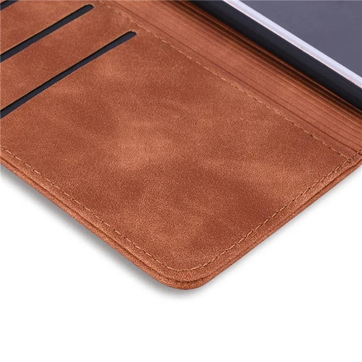 Imprint Flower Premium PU Leather Wallet Flip Protective Case with Magnetic Closure and Stand for iPhone 13 mini 5.4 inch - Brown