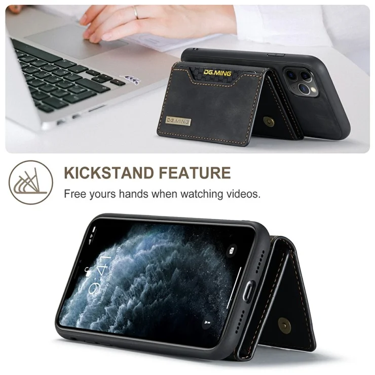 DG.MING M2 Series Detachable Wallet 2-in-1 Wireless Charging All-Inclusive Hybrid Case for iPhone 11 Pro Max 6.5 inch - Black